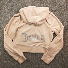 Juicy Couture Hoodie Velour Full Zip Sweatshirt Bling Peach Pale Pink Womens XL