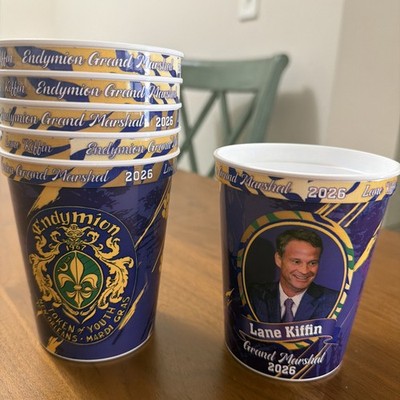 2026 Mardi Gras Krewe of Endymion Grand Marshal LANE KIFFIN LSU 6 Plastic Cup
