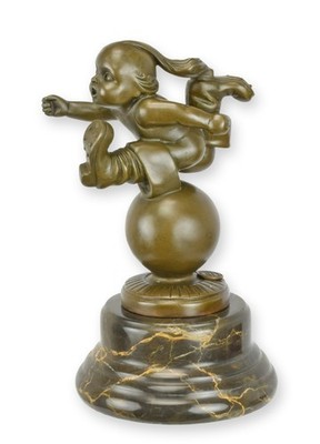 Bronzeskulptur Tom Thumb Däumling nach Blondat Replikat Retro Design Dekoration