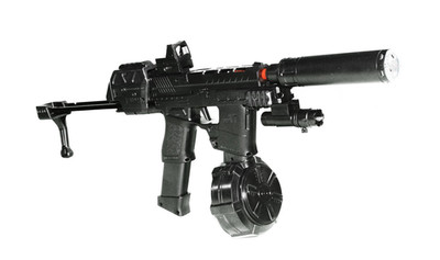 Elektrische Gel Blaster Waffe UZI + Klappschaft + Trommelmagazin + 10000 Kugeln
