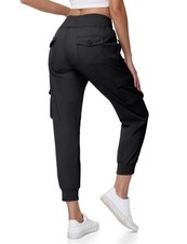 Womens Black Cargo Joggers Hiking Pants Lightweight Sweatpants Casual Travel ...