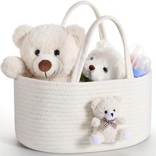 Diaper Caddy Organizer Teddy Bear Basket for Nursery with Handle Baby Shower ...