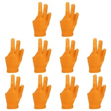 10 Pcs Three Fingers Pool Gloves, Billiards Left Hand Cue Sport Gloves, Orange