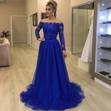 Lace Mother of the Bride Dresses Blue Appliqued Bow Belt Royal Wedding Party
