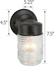Design House 502195 Jelly Jar 1 Light Indoor/Outdoor Wall Light, Black