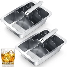 2 Pcs 6 Slot Stainless Steel Ice Cube Maker and Tray Ice Cube Tray for Bars K...