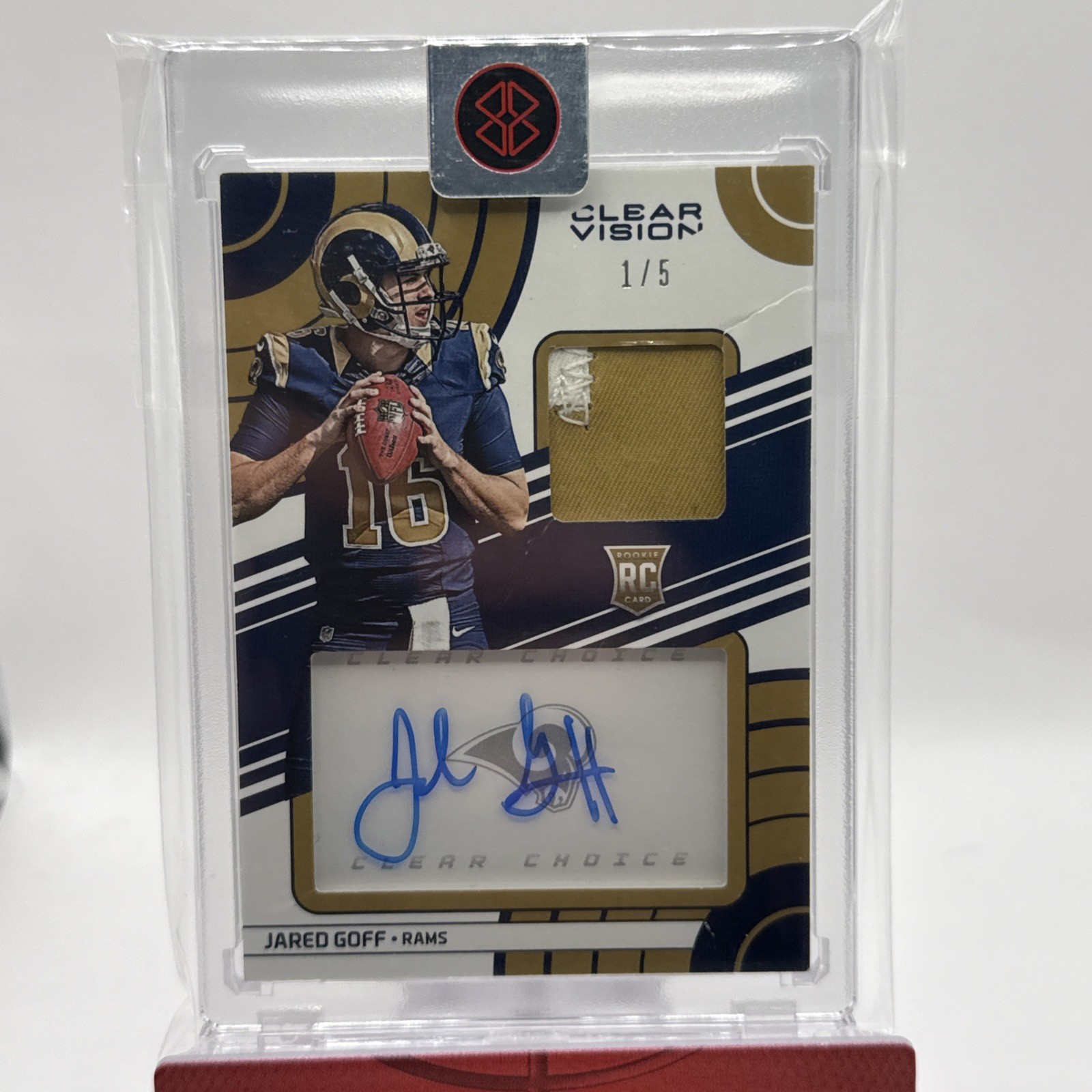 Jared Goff Panini Clear Vision Clear Choice Jersey Autograph #2 Base