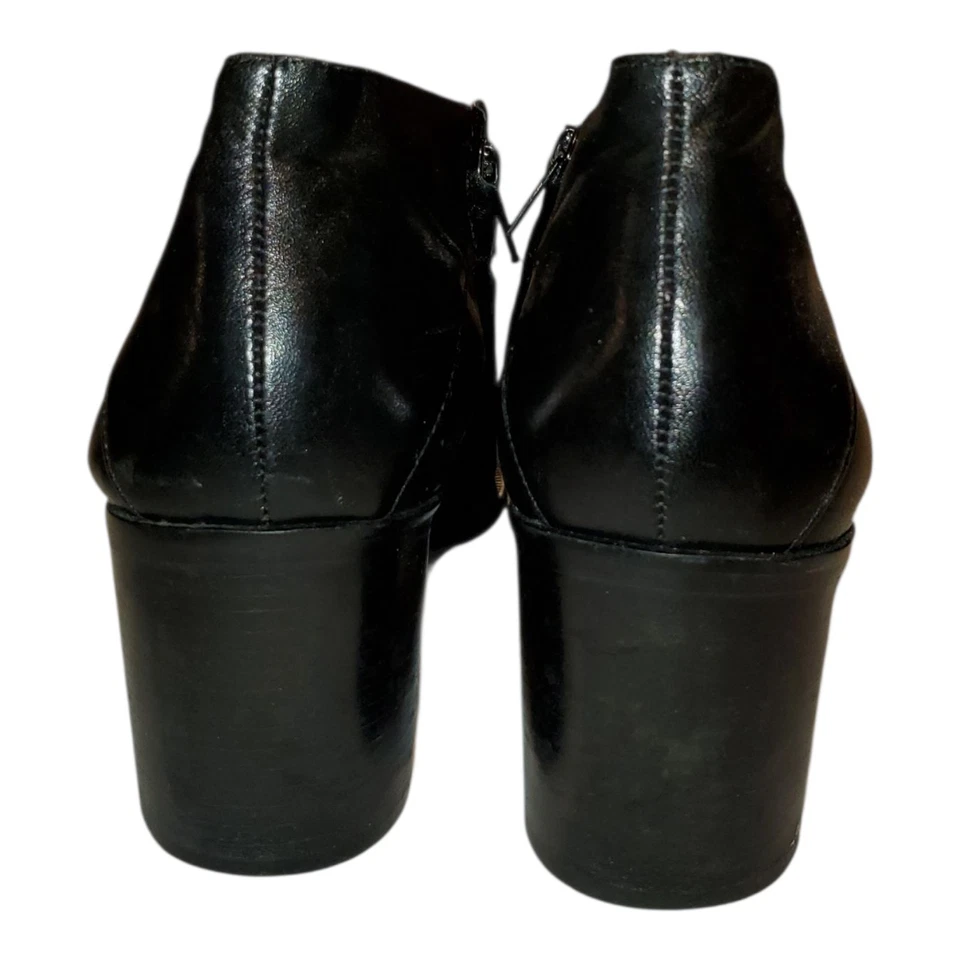 Mujer Etienne Aigner Lancer Cuero Negro Cremallera Botines Tacón. Talla 9,5M Foto 4 de 4