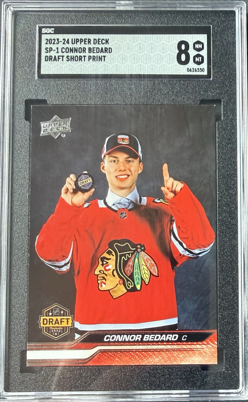 2023-24 Upper Deck Connor Bedard SP-1 Draft Short Print Rookie SGC 9