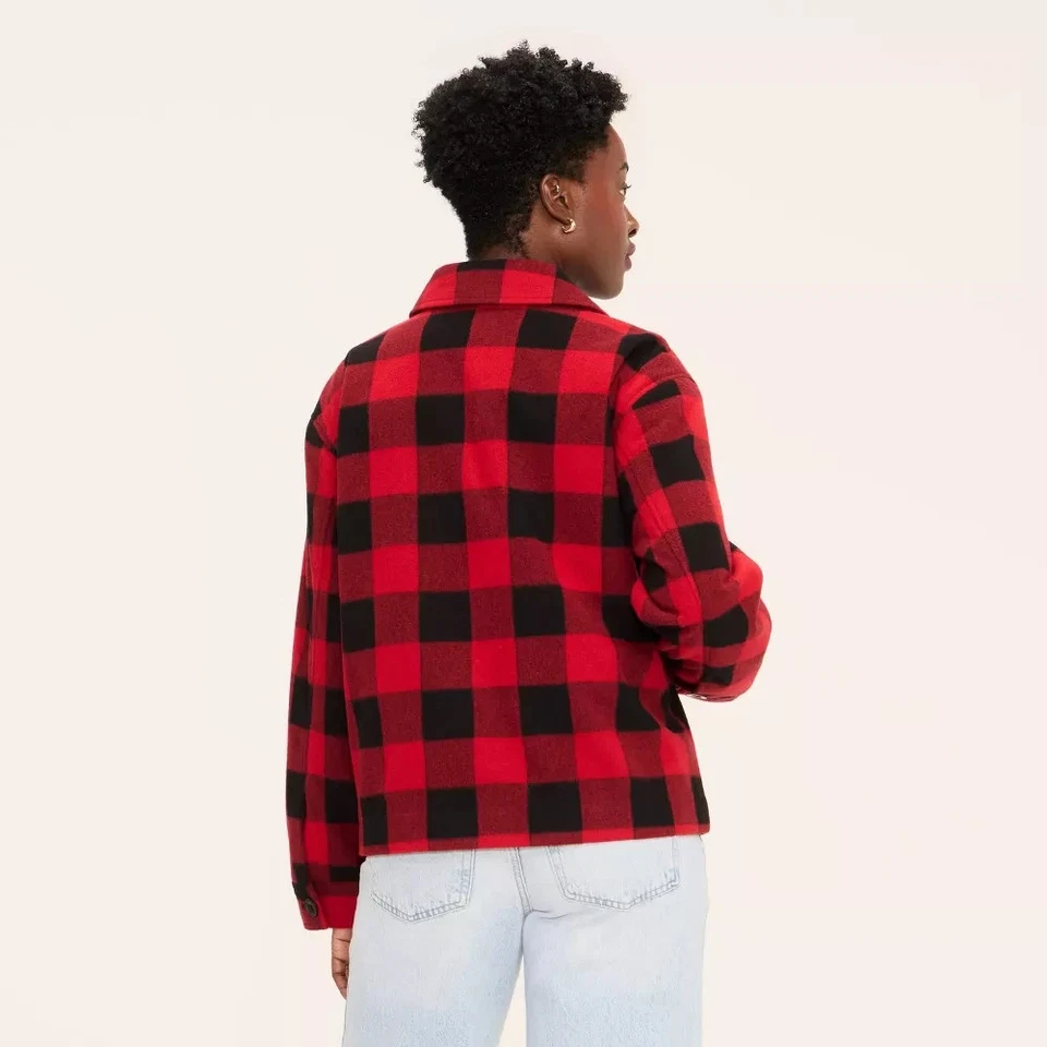 Woolrich x Target Women's Red Buffalo Check Melton Jacket Shacket S NWT - Image 2 of 4