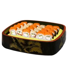 Dark Red with Bonsai Art Sushi Serving Tray - Square Sashimi Platter &...