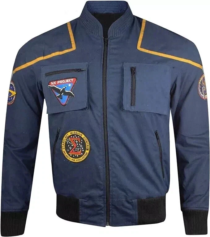 Space Pilot Star-Trek Enterprise Jonathan Archer Blue Jacket Costume