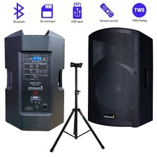 STARAUDIO 15" 4000W Peak Power TWS PA Speaker + Stand Mount Holder Duty Tripod