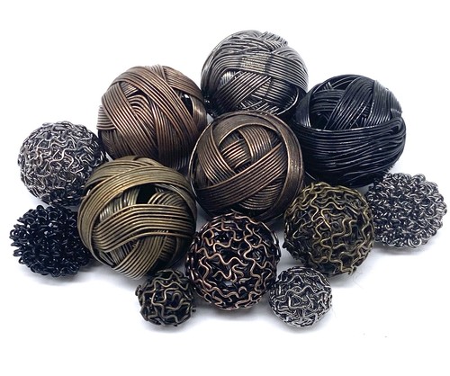 12 Pcs Spacer Beads Twist Ball Wire Alloy Hollow Cylindrical Jewelry (G2)