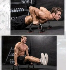 Set Heavy Duty Comfort Grip Push Up Steel Dip Floor Stand Pushup Gym Bar Handles