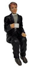 Dolls House Clergyman Minister Sitting with Cup of Tea Resin People