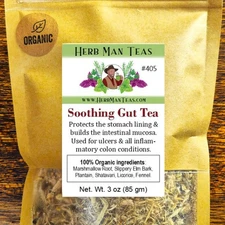 SOOTHING GUT TEA for stomach ulcers,  inflammatory colon conditions, sore throat