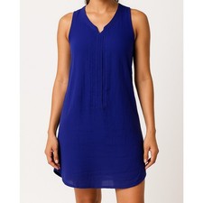 Gap Womens XS Royal Blue Shift Dress Button Front Sleeveless 100% Rayon
