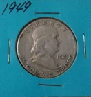 1949 Ben Franklin US Half Dollar, 90% Silver, Circulated