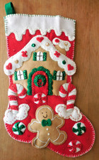 Bucilla Gingerbread House Handmade Felt Christmas Stocking - Finished