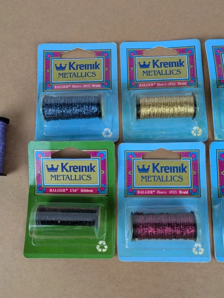 NEW Lot 7 Kreinik Metallic Thread Balger Heavy #32 Braid Tapestry Mixed Colors - Image 3 of 4