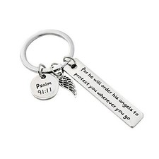 Meiligo Christian Gift God Keychain Religious Keychain Angels to Protect You