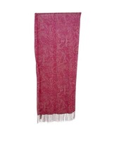 Vtg Pink Sheer Scarf Paisley Beaded Fringe 70  x17  Boho Shawl Wrap 90s 70s Retro