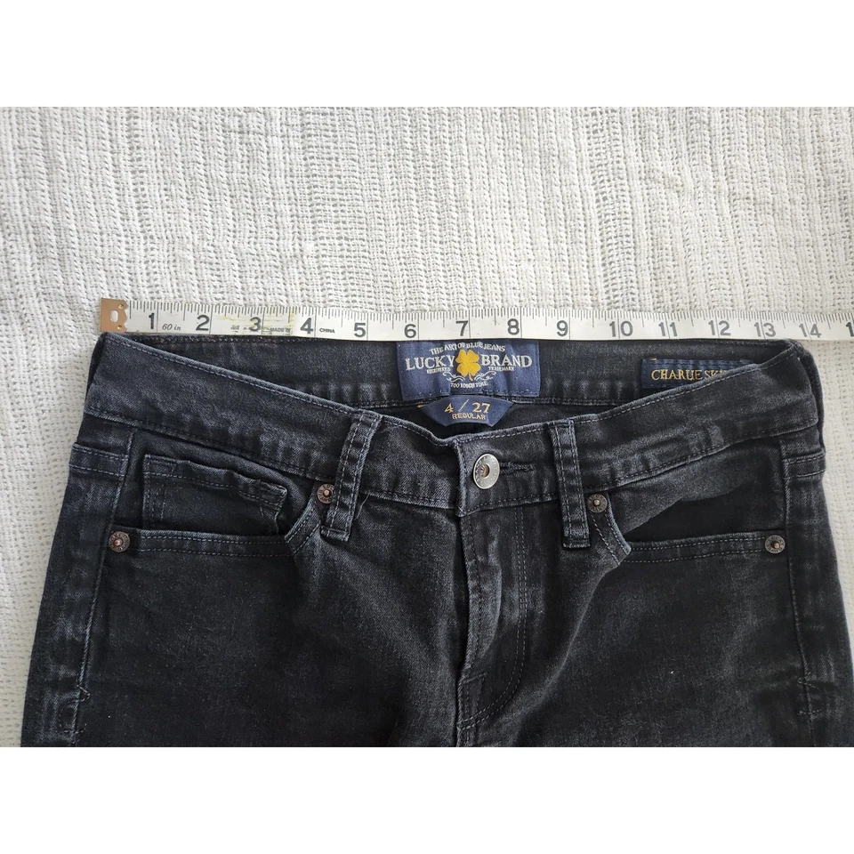 Lucky Brand Charlie Skinny Jeans Black 4 / 27R Mid Rise Stretch Denim - Image 4 of 4