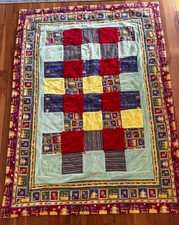 Vintage Handmade Three Blind Mice Patchwork Baby Quilt Blanket Crib Nursery