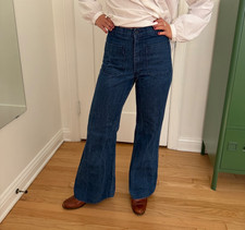 Vintage 70  s US Navy Sailor Utility Trousers Denim 29R