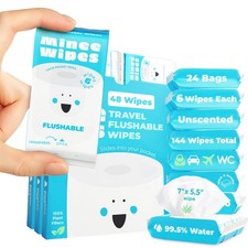 Impossibly Compact Travel Flushable Wipes - 99.5 Water, Aloe - Safe for Sensiti