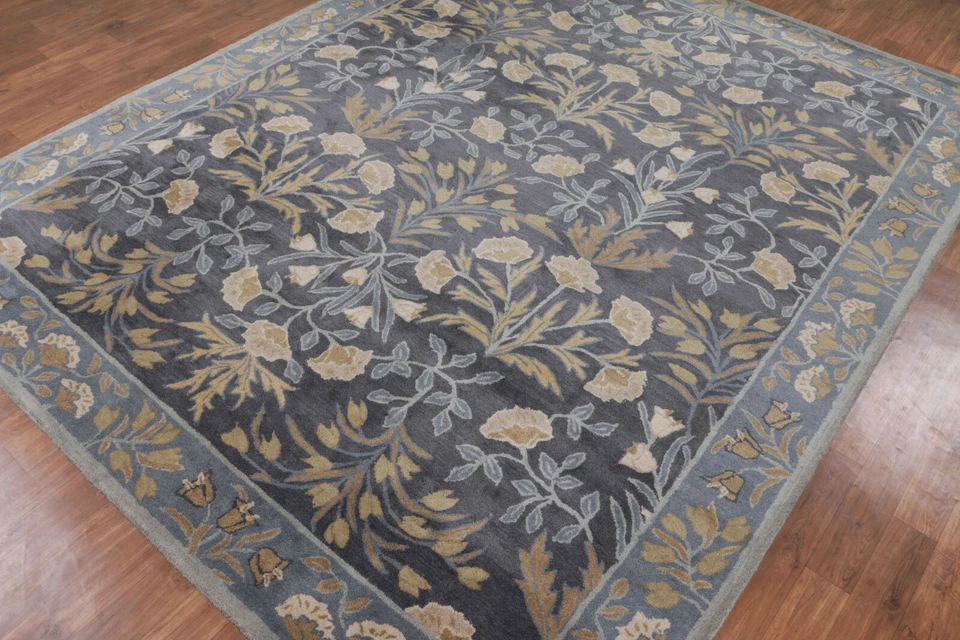 New Aaron Blue Traditional Style Handmade Tufted 100% Woolen Area Rugs & Carpet - Image 4 of 4