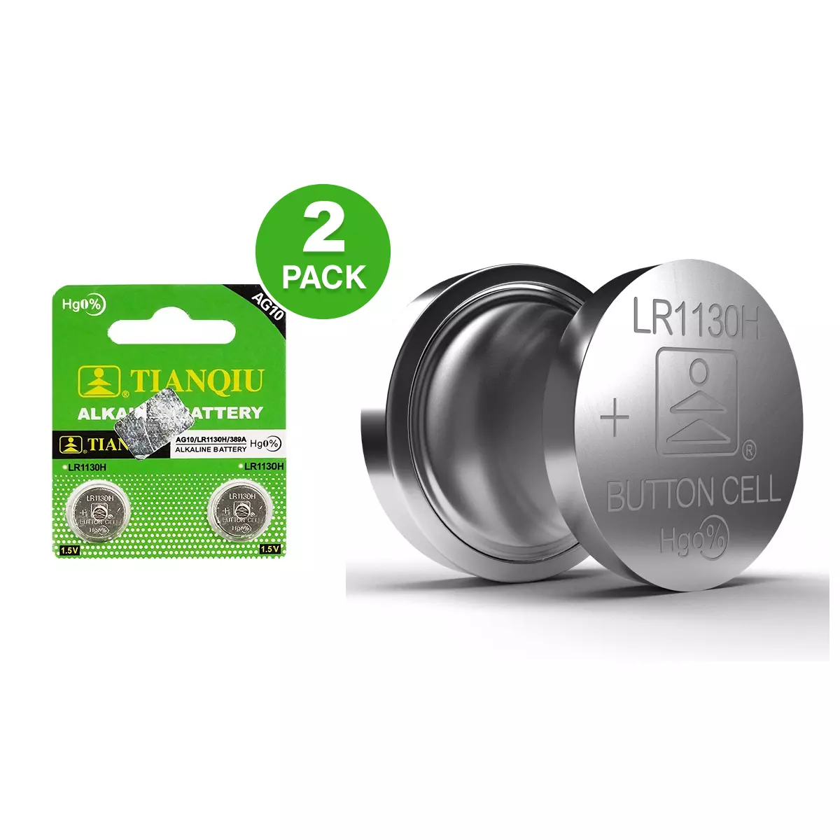 NEW 2027 2 Pack LR1130H AG10 390A Alkaline battery 1.5V Button