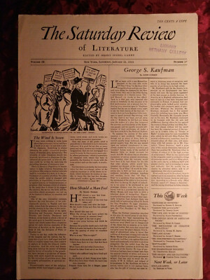 SATURDAY REVIEW January 21 1933 George S. Kaufman John Corbin Robert E. Spiller