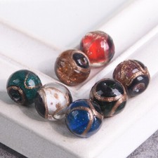 5pcs 12mm Round Glossy Handmade Lampwork Glass Loose Beads For Jewelry Making