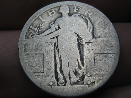 Dateless Silver Standing Liberty Quarter, Type 1 Variety Minted in 1916 and 1917