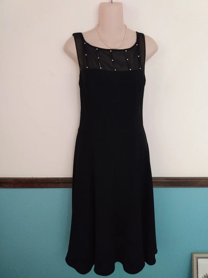 Evan Picone Womens Size 12 Cocktail Formal Party Draped Back Rhinestones Dress - Image 2 of 4