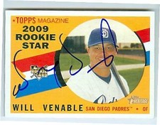 Will Venable autographed baseball card 2009 Topps Heritage #123 Rookie Stars