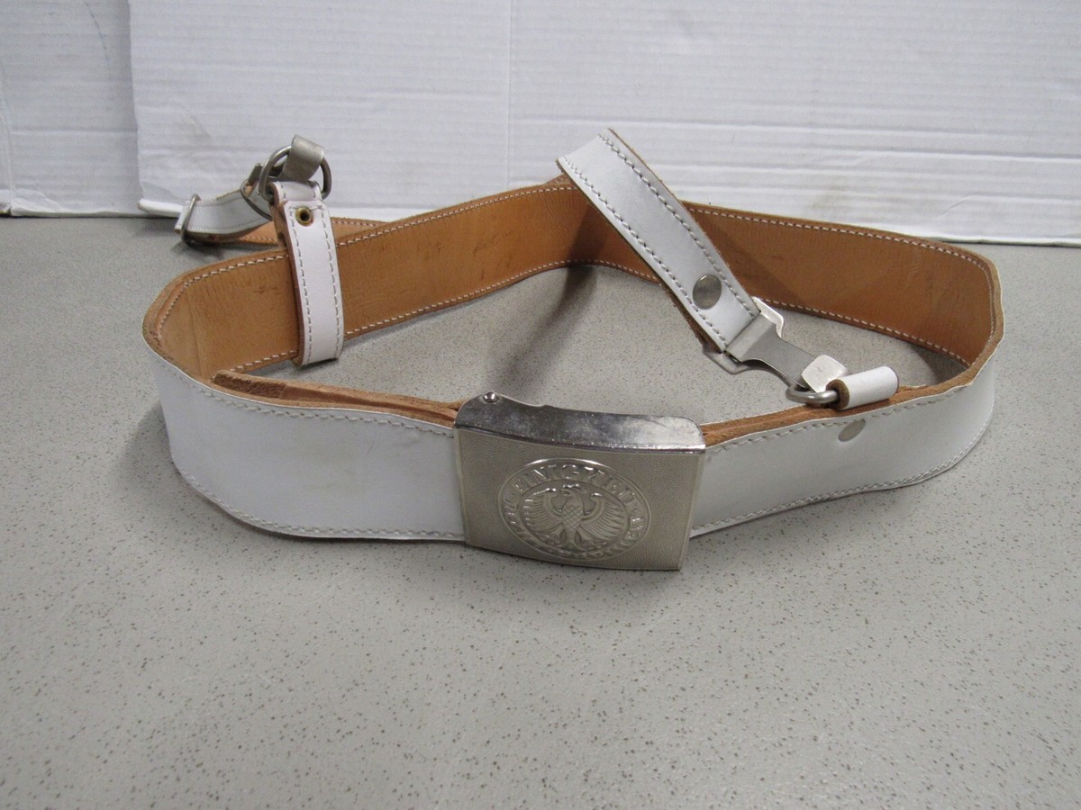 German Bundeswehr Elite Drill Unit White Parade Leather Belt w
