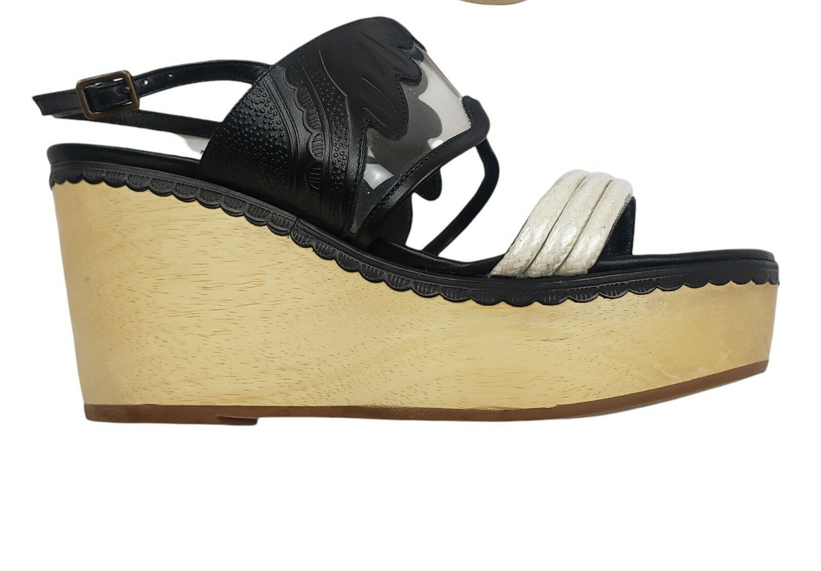 Derek Lam, Black Leather Wedge, Ankle Strap Sandals, Woman's Size 39.5 u003d US  7.5 | eBay