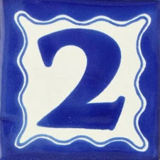 Mexican Ceramic Tile House Number Home Address Blue Tile # 2 
