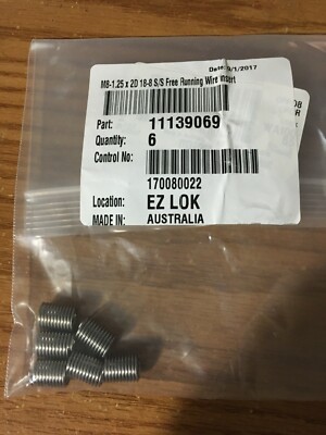 (6) M8-1.25 x 2D 18-8 S/S Free Running Wire Insert