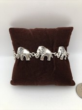 Sterling Silver 925 Elephant Rustic Style Bracelet, 8 In