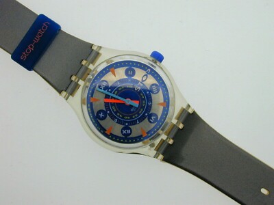 1994 Swatch Le Walk Le Swatch Le Game Metal Flash SSK105 OVP graues Armband