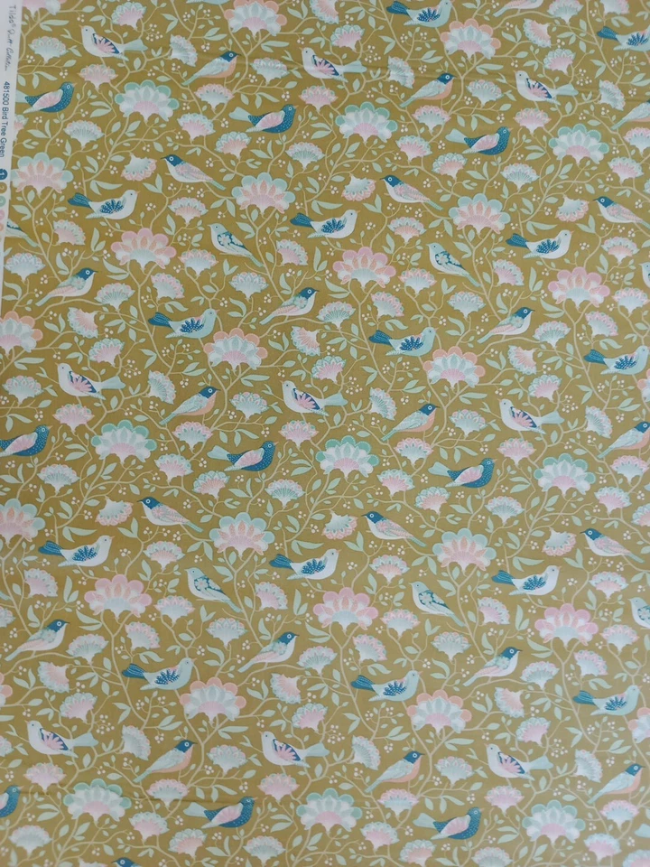 TELA ACOLCHADA RETAZOS ALGODÓN PREMIUM COSECHA VERDE ÁRBOL PÁJARO TILDA 481500 Foto 3 de 4