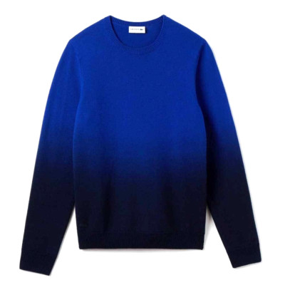 Lacoste Mens Holiday Gradient Wool Crew Sweater, Steamer/Cosmos Size 7 /XXL $195