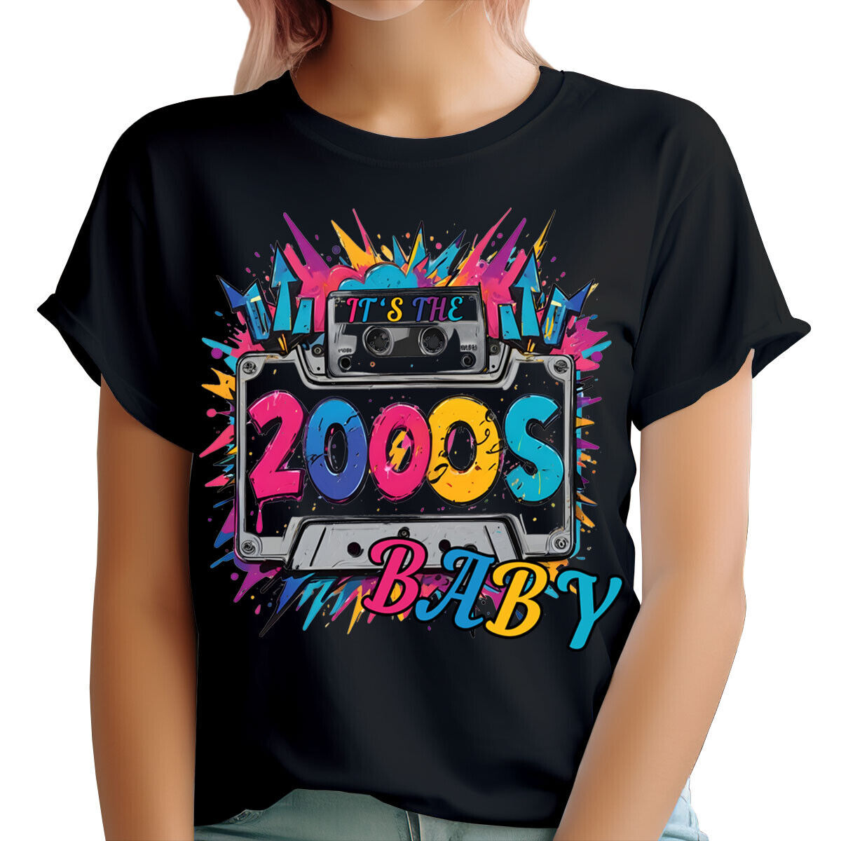 Its The 2000s Baby Hip Hop Fancy Festival Retro Vintage Womens T