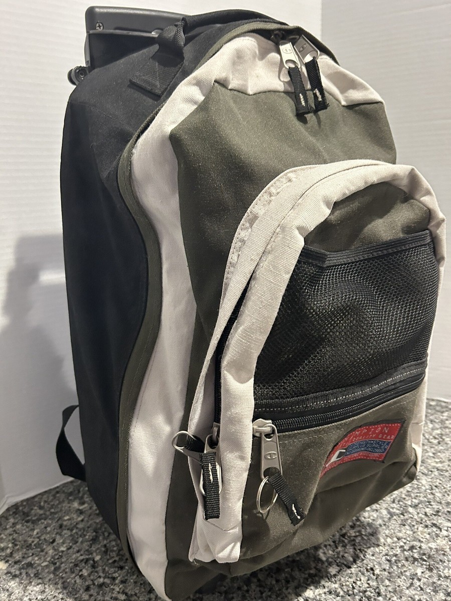 Vintage 90s Champion Canvas Rolling Back Pack Travel Bag With