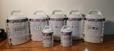 VINTAGE GERMAN LUSTERWARE 7PIECE CANISTER / SPICE JARS WITH LIDS