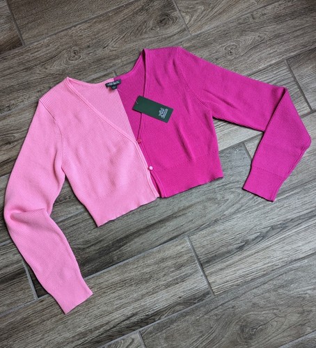 Wild Fable Women's Cardigan Cropped Long Sleeve Hot Pink 90's y2k Size Large - Picture 7 of 14